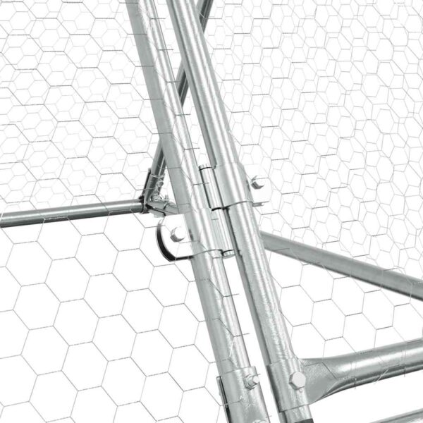 vidaXL Chicken Cage Silver 400x105x91 cm Galvanised Steel - Image 8