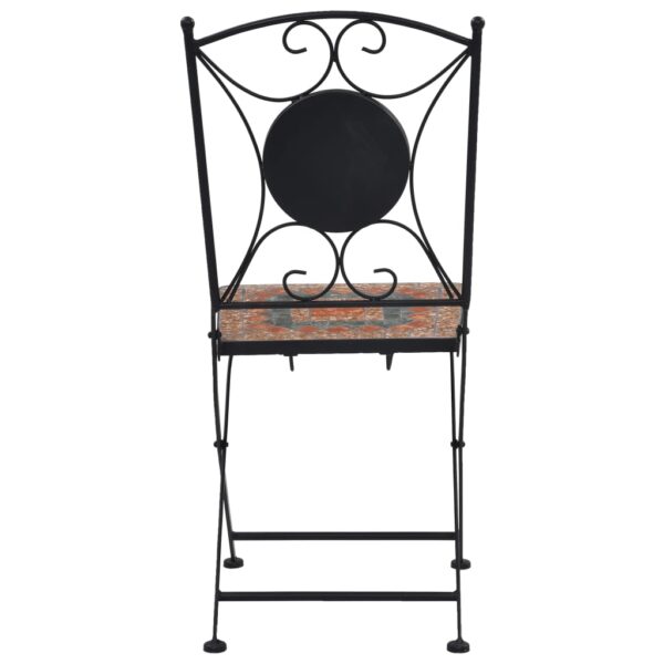 vidaXL 3 Piece Mosaic Bistro Set Ceramic Tile Orange/Grey - Image 9