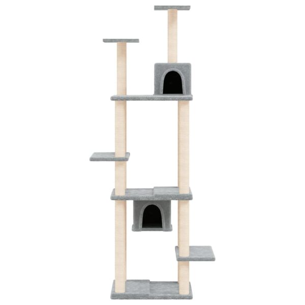 vidaXL Cat Tree with Sisal Scratching Posts Light Grey 176 cm - Image 3