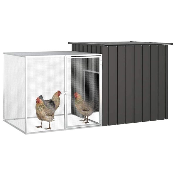 vidaXL Chicken Cage Anthracite 200x91x100 cm Galvanised Steel - Image 2