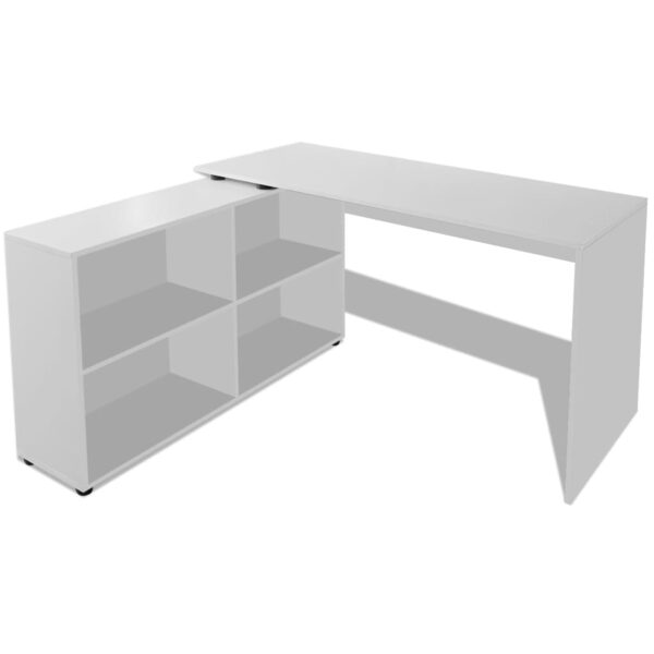 vidaXL Corner Desk 4 Shelves White - Image 2