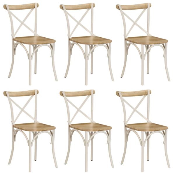 vidaXL Cross Chairs 6 pcs White Solid Mango Wood - Image 1