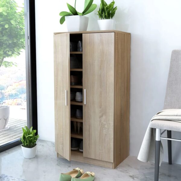 vidaXL Shoe Cabinet 7 Shelves Oak - Image 1