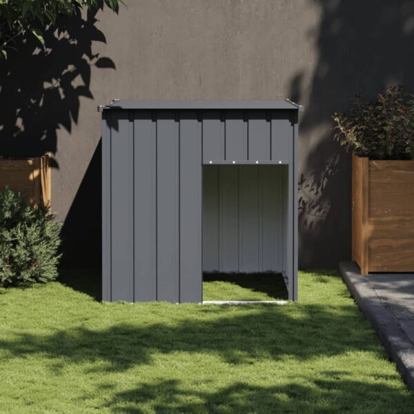 vidaXL Dog House with Roof Anthracite 110x103x109 cm Galvanised Steel - Image 1