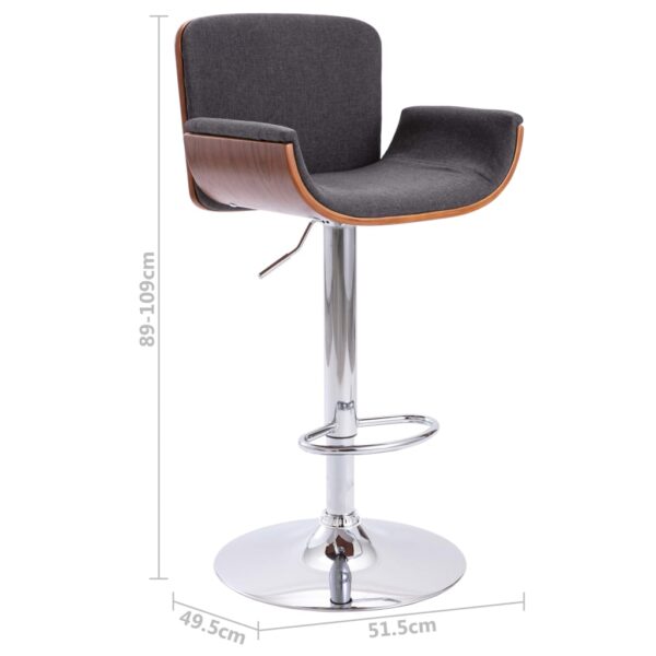vidaXL Bar Stool Grey Fabric - Image 8