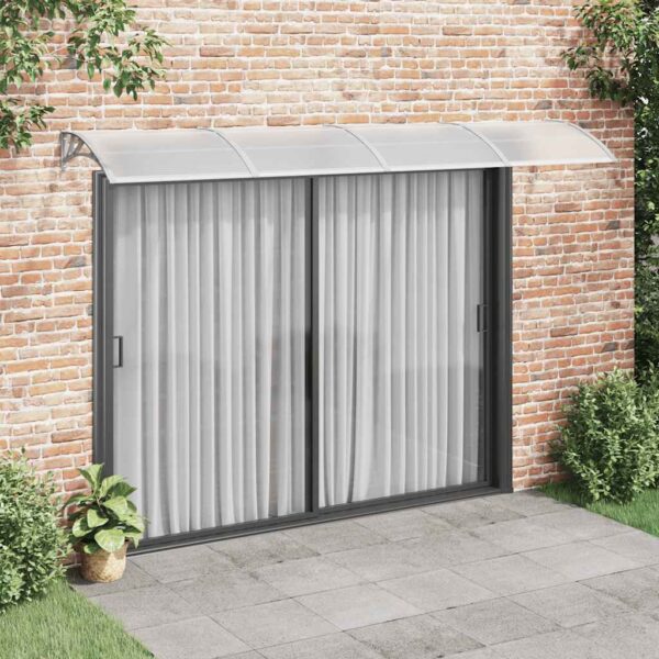 vidaXL Door Canopy Grey and Transparent 350x80 cm Polycarbonate - Image 1