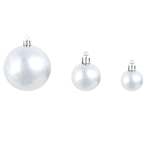 vidaXL 100 Piece Christmas Ball Set 3/4/6 cm White/Grey - Image 8