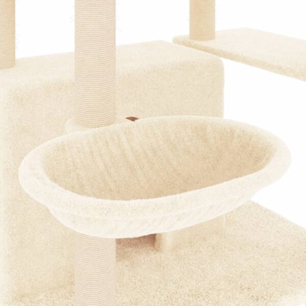vidaXL Cat Tree with Sisal Scratching Posts Cream 166 cm - Image 7