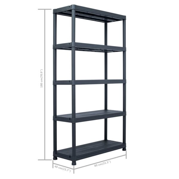vidaXL Storage Shelf Racks 2 pcs Black 250 kg 80x40x180 cm Plastic - Image 10