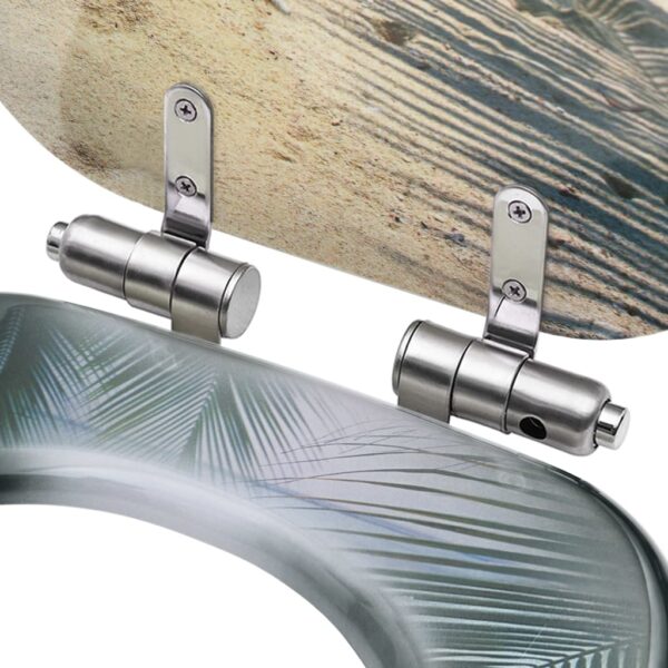 vidaXL WC Toilet Seat with Soft Close Lid MDF Beach Design - Image 7