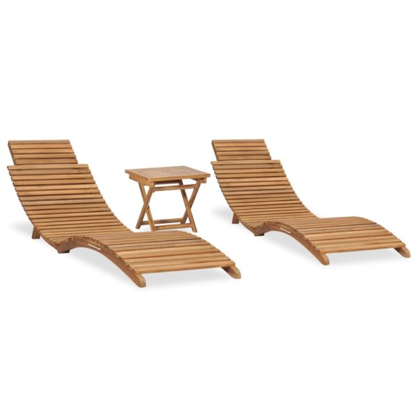 vidaXL 3 Piece Folding Garden Lounge Set Solid Teak Wood - Image 1