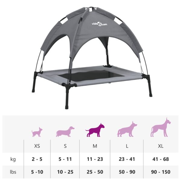 vidaXL Dog Bed with Canopy Anthracite Oxford Fabric and Steel - Image 10