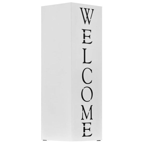 vidaXL Umbrella Stand Welcome Steel White - Image 2