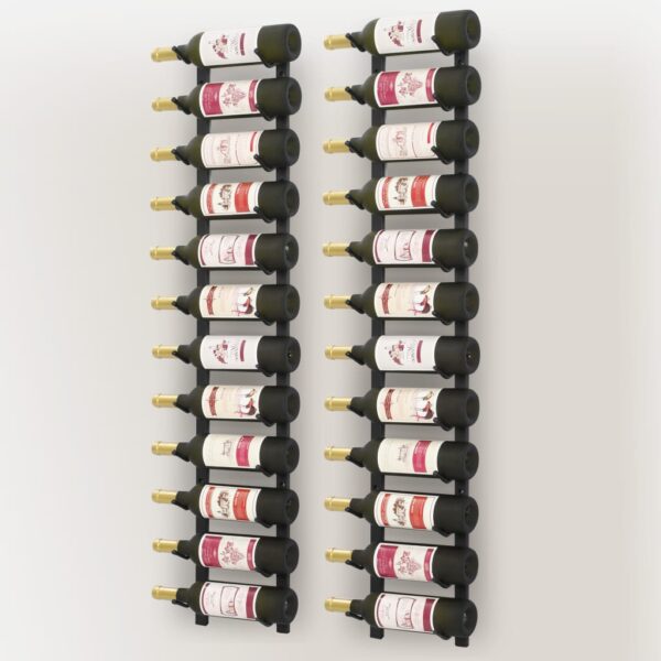 vidaXL Wall Mounted Wine Racks for 12 Bottles 2 pcs Black Iron - Image 5
