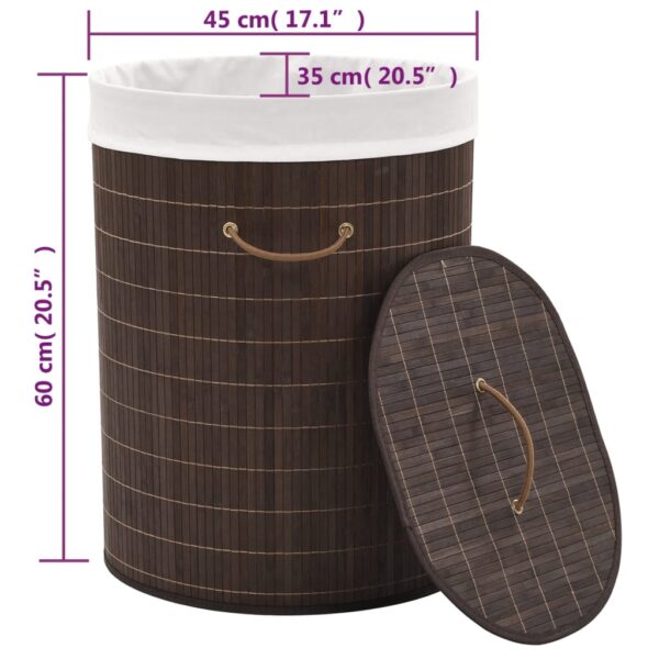 vidaXL Bamboo Laundry Bin Oval Dark Brown - Image 8
