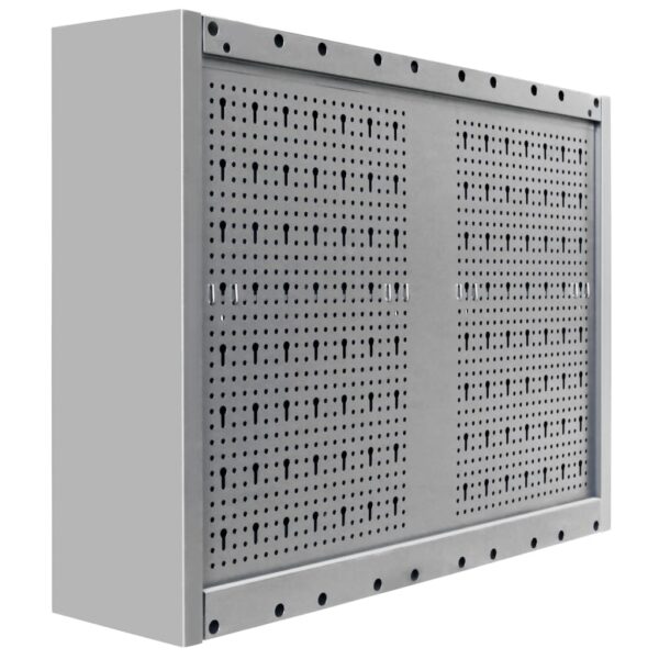 vidaXL Wall Mounted Tool Cabinet Industrial Style Metal Grey and Black - Image 7