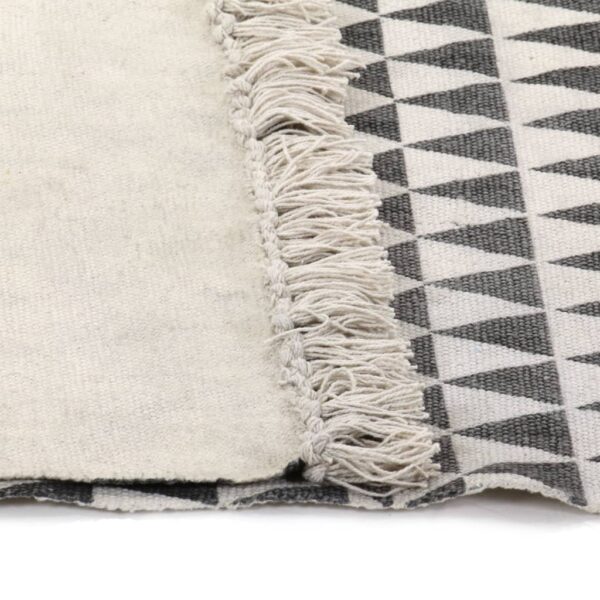 vidaXL Kilim Rug Cotton 120x180 cm with Pattern Black/White - Image 4