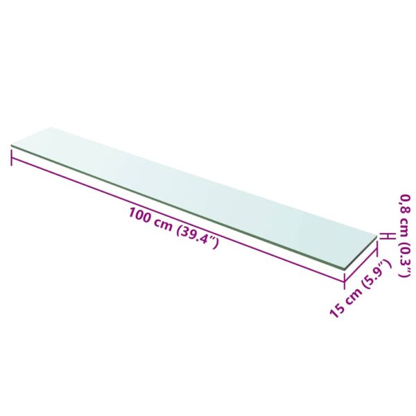 vidaXL Shelf Panel Glass Clear 100x15 cm - Image 3