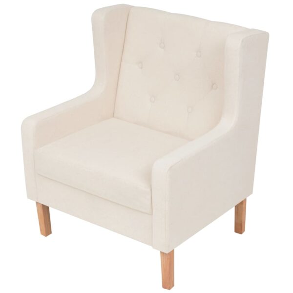 vidaXL Armchair Cream White Fabric - Image 2