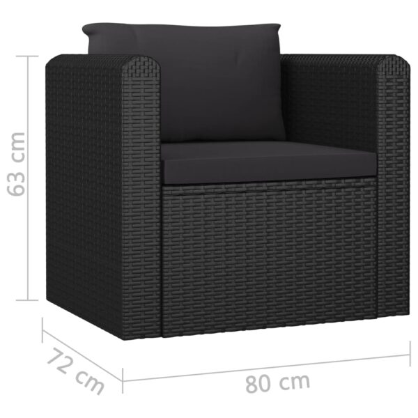 vidaXL 10 Piece Garden Lounge Set with Cushions Poly Rattan Black - Image 11