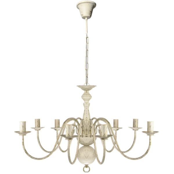 vidaXL Antique White Metal Chandelier 8 x E14 Bulbs - Image 2
