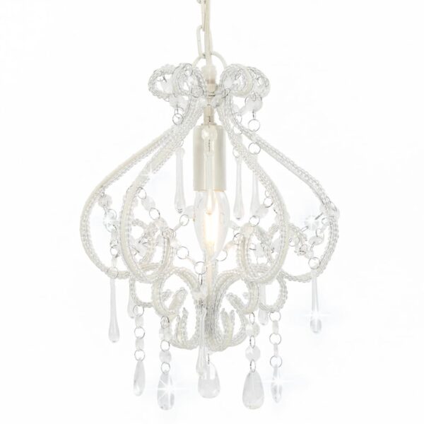 vidaXL Ceiling Lamp with Beads White Round E14 - Image 1