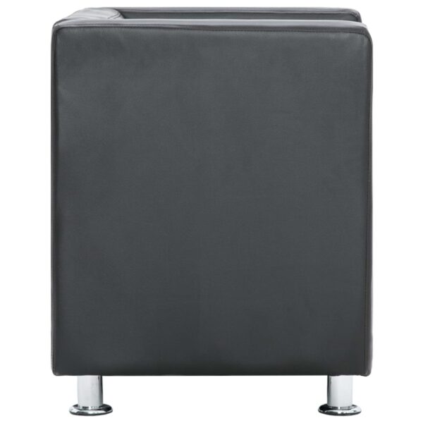 vidaXL Cube Armchair Grey Faux Leather - Image 4