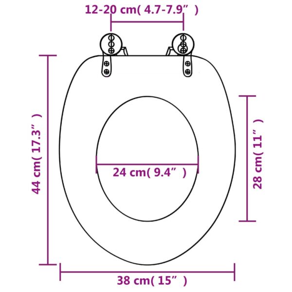 vidaXL WC Toilet Seat with Lid MDF Green Water Drop Design - Image 11