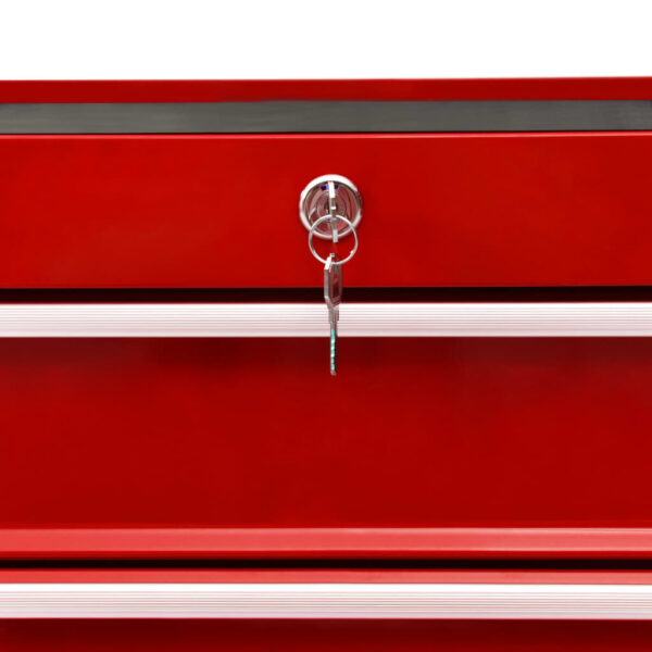 vidaXL Tool Trolley with 10 Drawers Steel Red - Image 6