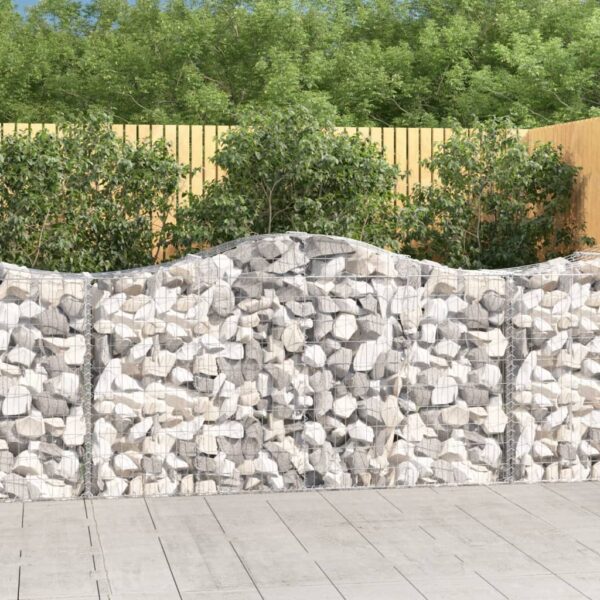 vidaXL Arched Gabion Basket 200x50x100/120 cm Galvanised Iron - Image 1