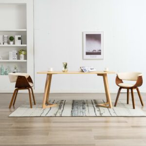 vidaXL Dining Chairs 2 pcs Cream Bent Wood and Faux Leather