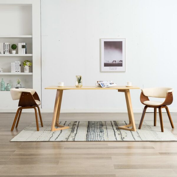 vidaXL Dining Chairs 2 pcs Cream Bent Wood and Faux Leather - Image 1