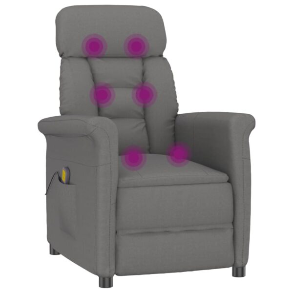 vidaXL Massage Chair Dark Grey Faux Suede Leather - Image 7