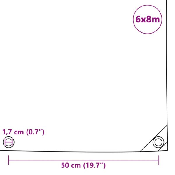 vidaXL Tarpaulin 650 g/m² 6x8 m Grey - Image 6