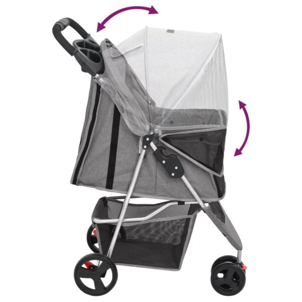 vidaXL Folding Dog Stroller Grey 80x46x98 cm Oxford Fabric - Image 6