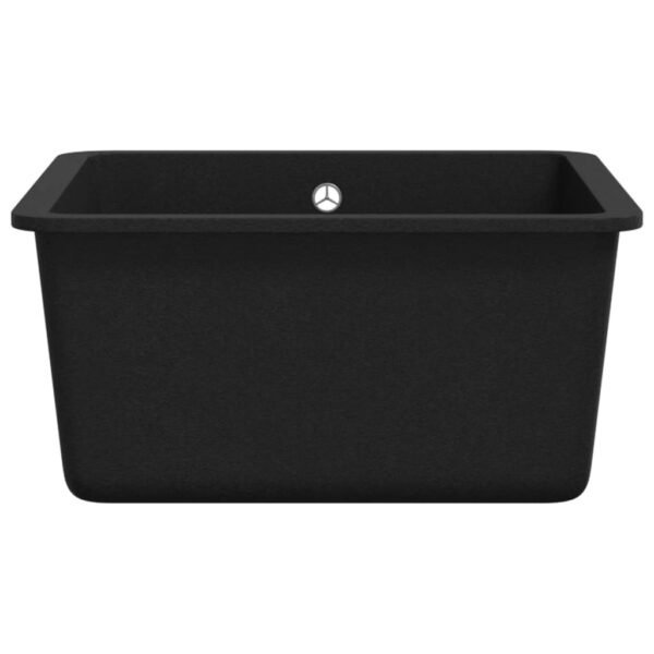 vidaXL Granite Kitchen Sink Single Basin Black - Image 4