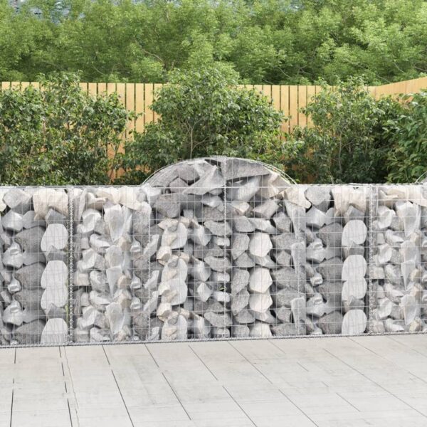 vidaXL Arched Gabion Basket 200x50x100/120 cm Galvanised Iron - Image 1