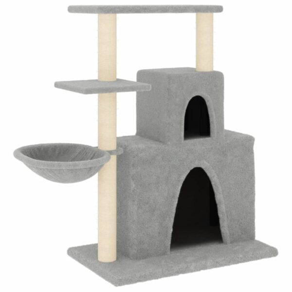vidaXL Cat Tree with Sisal Scratching Posts Light Grey 83 cm - Image 2