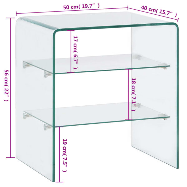vidaXL Coffee Table 50x40x56 cm Tempered Glass - Image 5