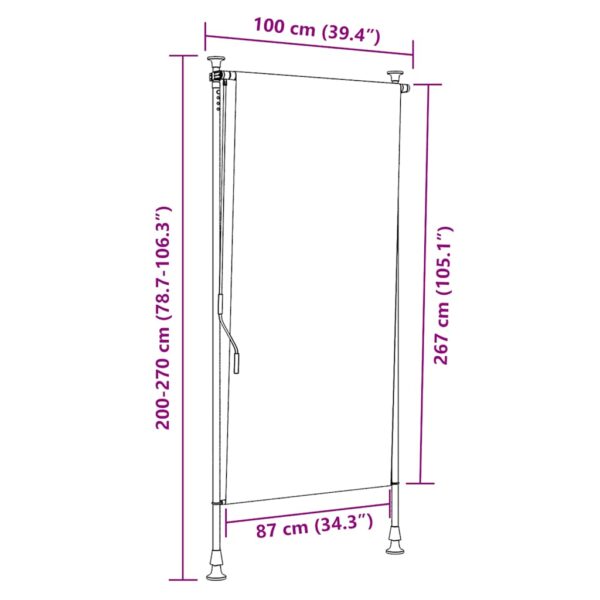 vidaXL Outdoor Roller Blind 100x270 cm Cream - Image 7