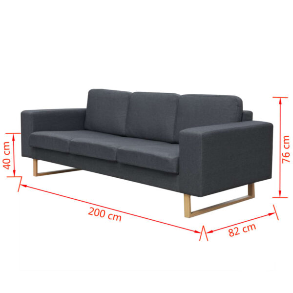 vidaXL 2-Seater and 3-Seater Sofa Set Dark Grey - Image 9