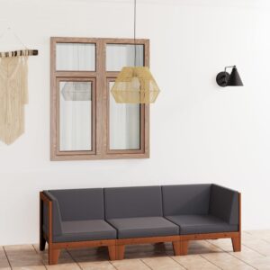 vidaXL 3 Piece Garden Lounge Set with Cushions Solid Acacia Wood