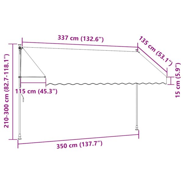 vidaXL Manual Retractable Awning 350 cm Anthracite - Image 8