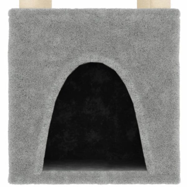vidaXL Cat Tree with Sisal Scratching Posts Light Grey 147 cm - Image 6