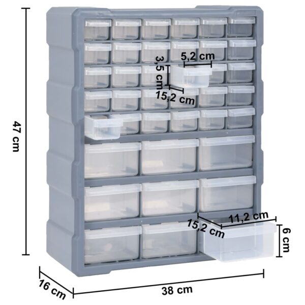 vidaXL Multi-drawer Organiser with 39 Drawers 38x16x47 cm - Image 9