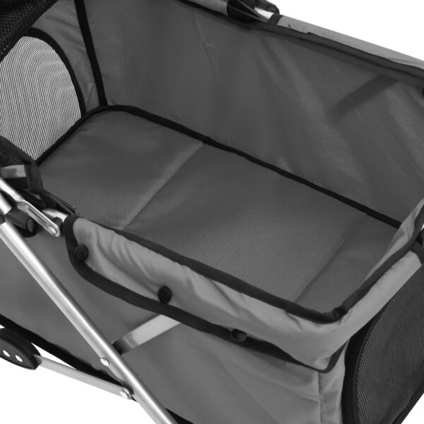 vidaXL Folding Dog Stroller Grey 76x50x100 cm Oxford Fabric - Image 9