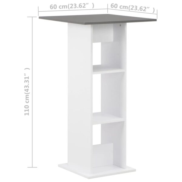 vidaXL Bar Table White and Anthracite Grey 60x60x110 cm - Image 6