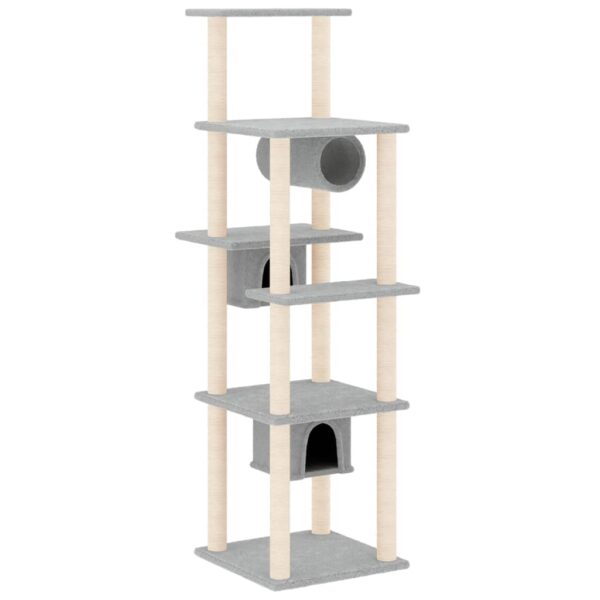 vidaXL Cat Tree with Sisal Scratching Posts Light Grey 169 cm - Image 2