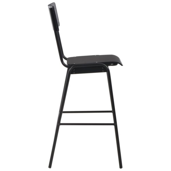 vidaXL Bar Chairs 2 pcs Black Solid Plywood Steel - Image 4