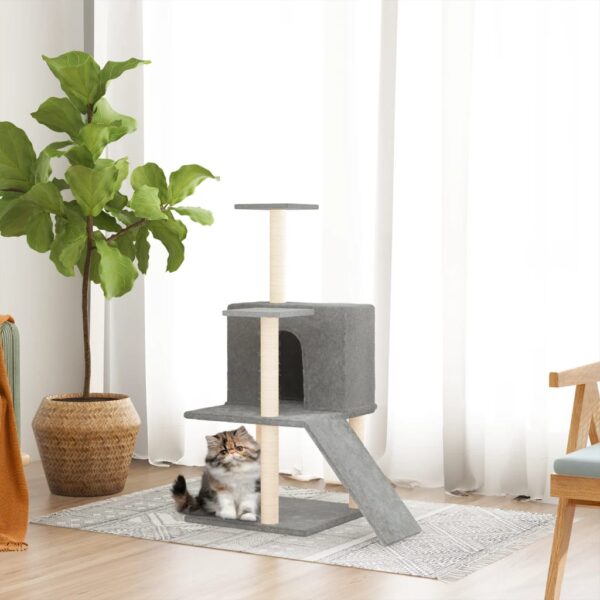 vidaXL Cat Tree with Sisal Scratching Posts Light Grey 109 cm - Image 1